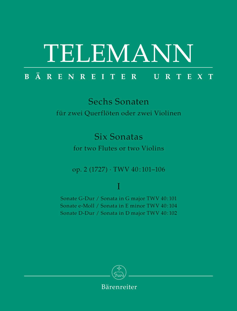 Telemann, 6 Sonaten op. 2, I (2Fl/2Vn) (Barenreiter)