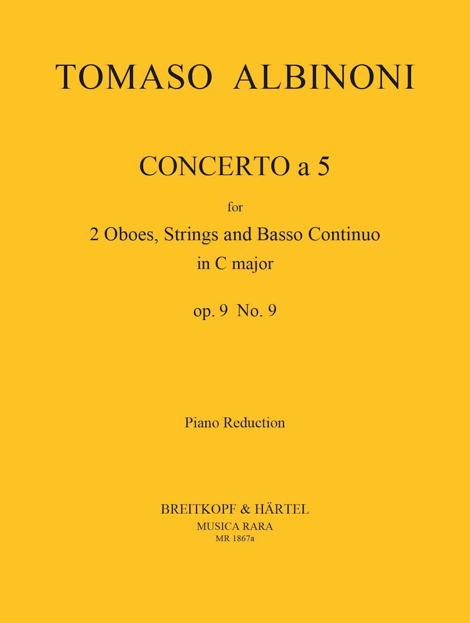 Albinoni, Concerto op. 9/9 in C (2Ob,Pf) (Musica Rara)
