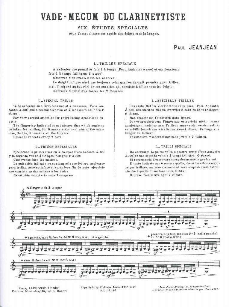 Jeanjean, Vade-Mecum du clarinettiste (Leduc)