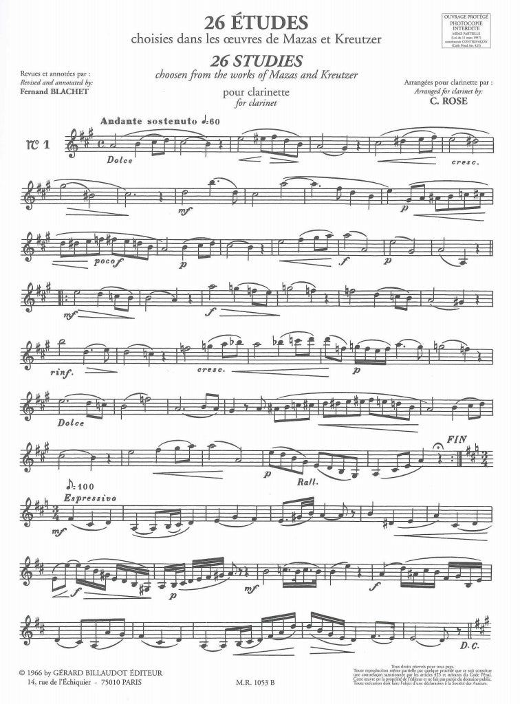 Rose, 26 Etudes (Blachet) (Billaudot)