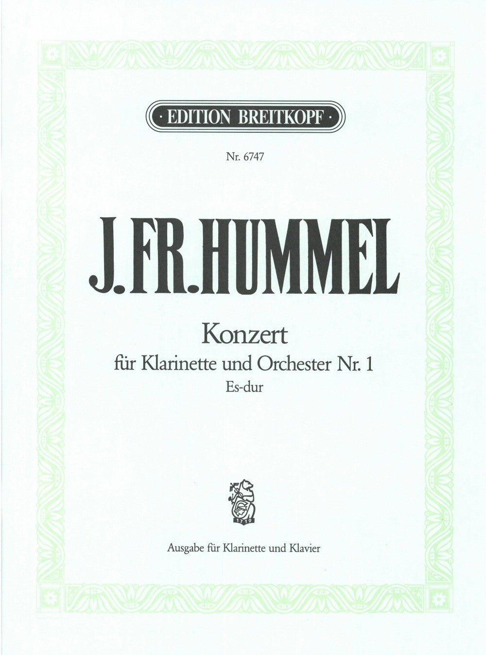 Hummel,J.F. Concerto No. 1 in Eb (Breitkopf)