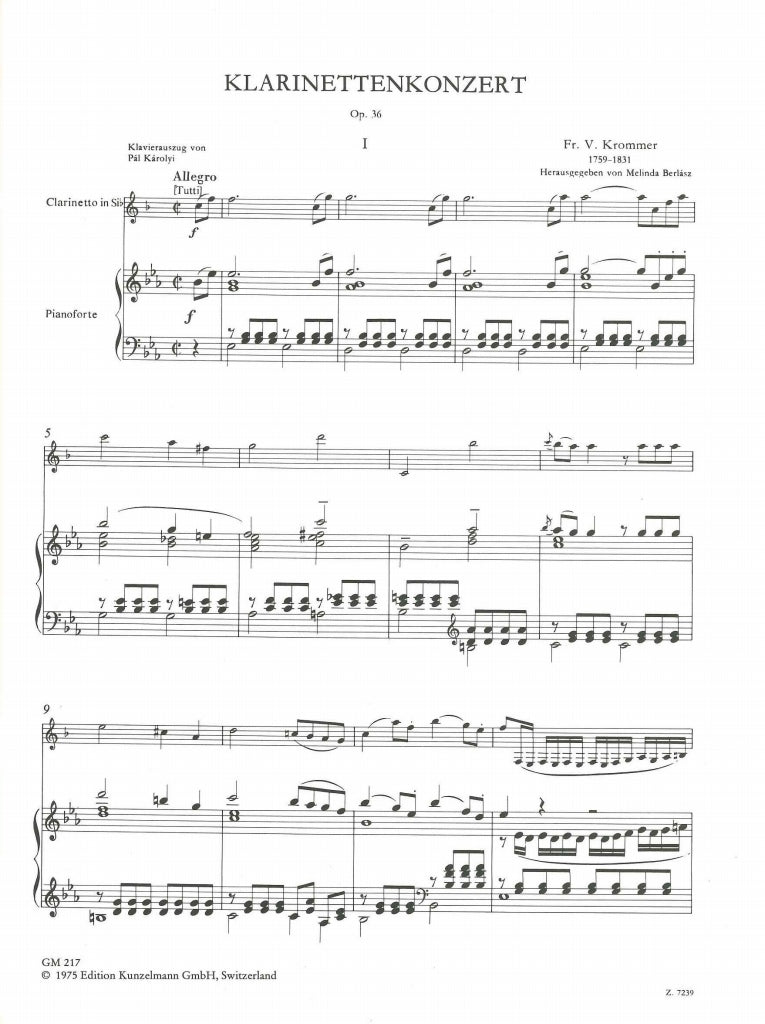 Krommer, Concerto op. 36 in Eb (Kunzelmann)