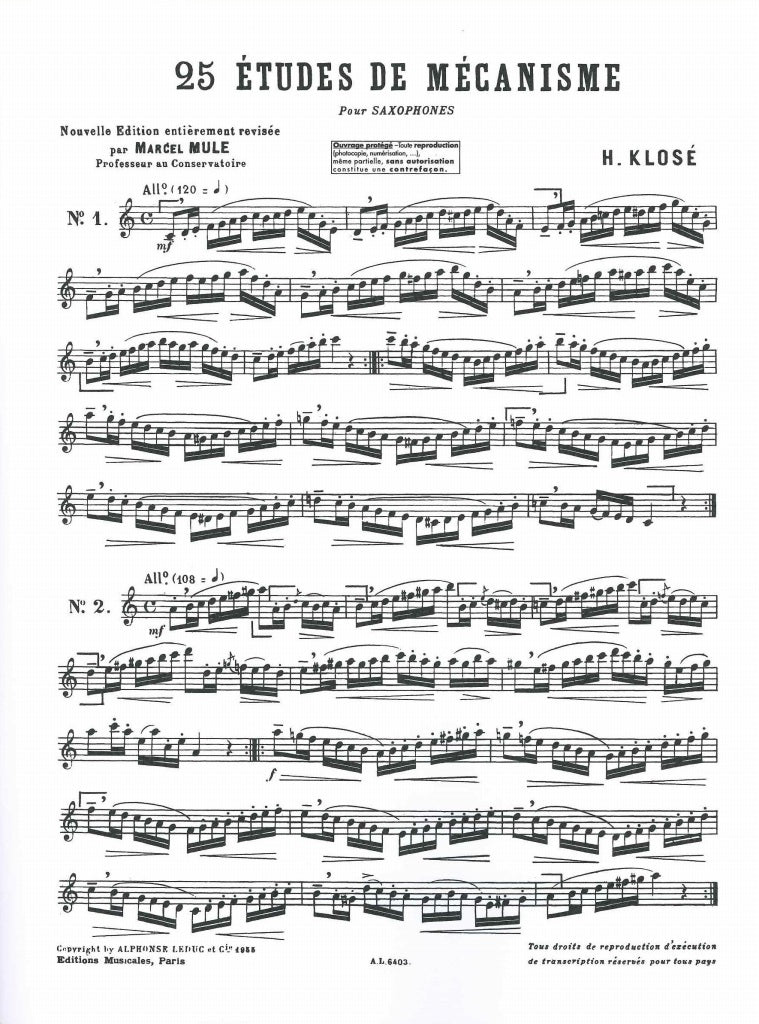 Klose, 25 Etudes de Mecanisme (Mule) (Leduc)