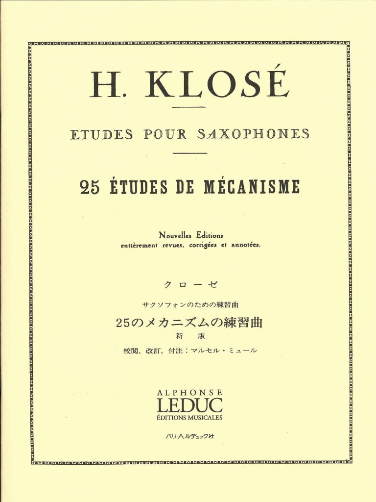 Klose, 25 Etudes de Mecanisme (Mule) (Leduc)
