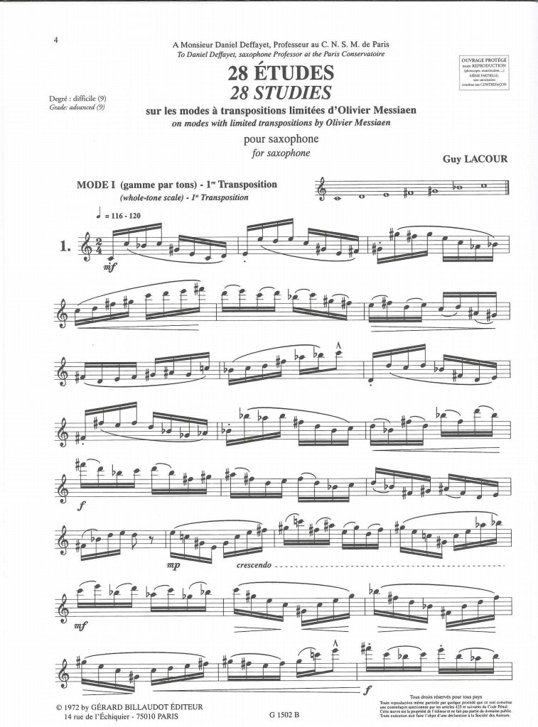 Lacour, 28 Etudes sur les modes a transp (Billaudot)