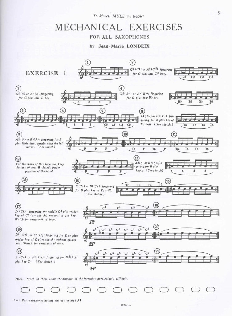 Londeix, Exercices mecaniques 1 (Lemoine)