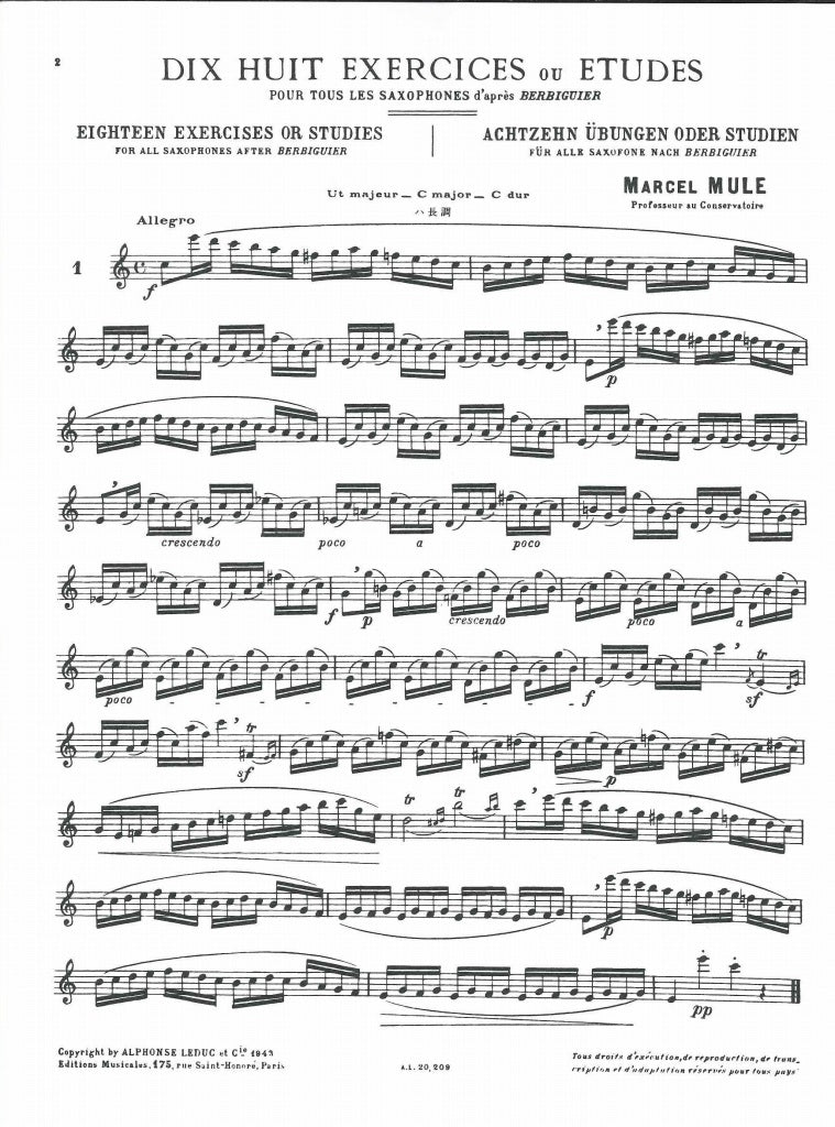 Mule, 18 Exercices ou Etudes (Leduc)