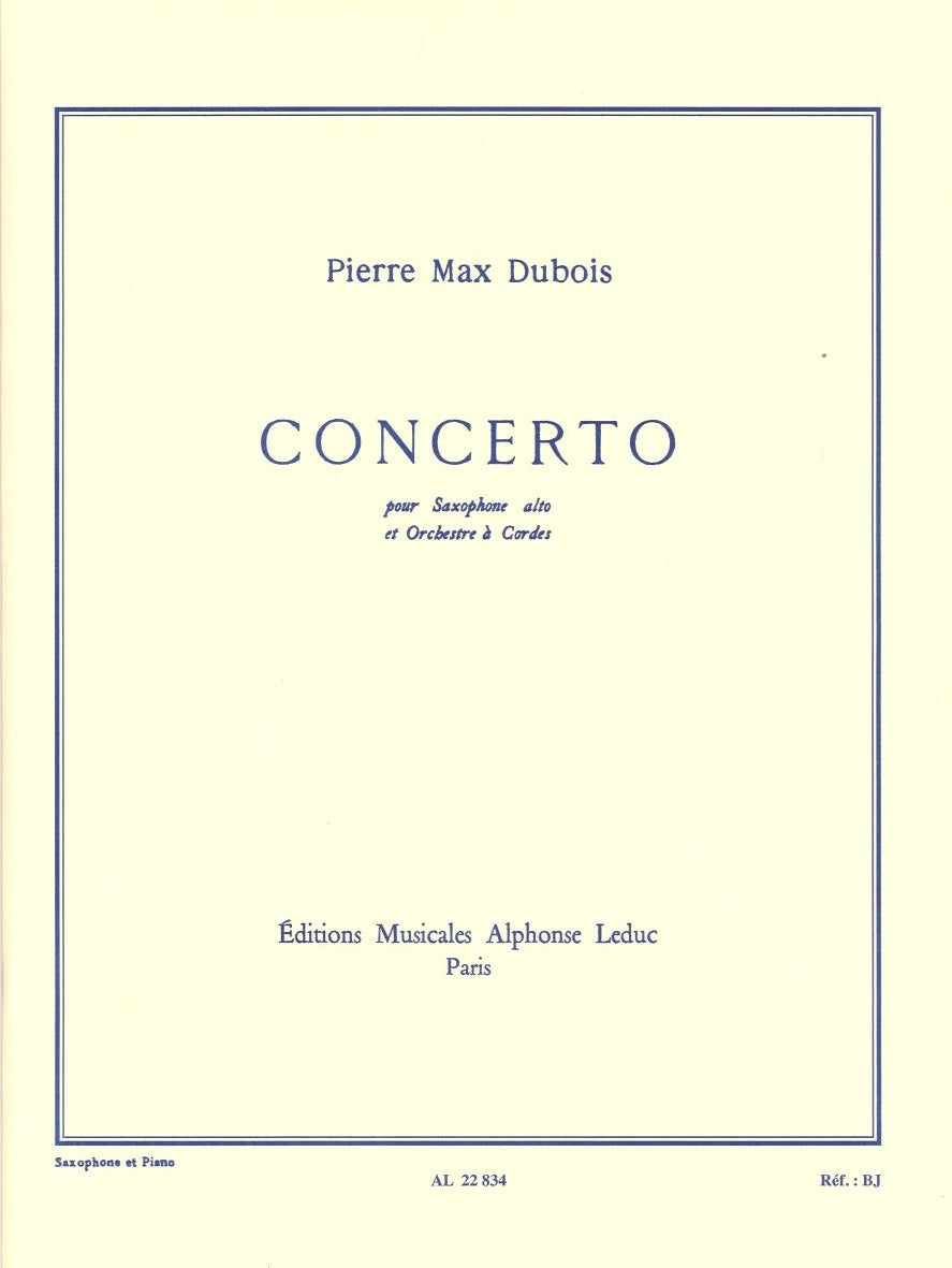 Dubois, Concerto pour saxophone alto (Leduc)