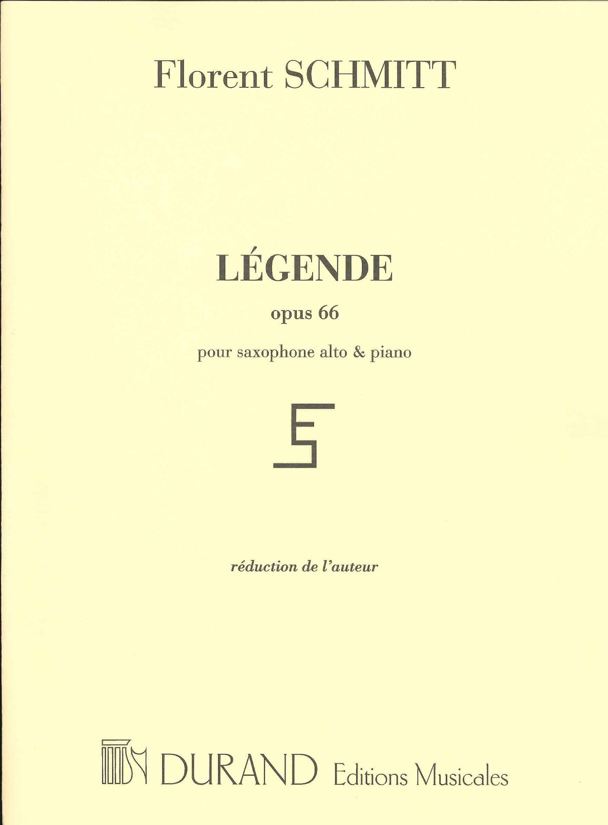 Schmitt, Legende op. 66 (Alto Sax,Pf) (Durand)