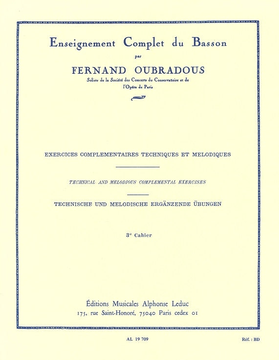 Oubradous, Enseignement complet 3 (Leduc)