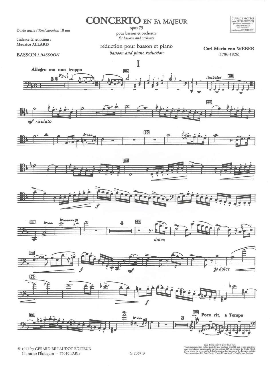 Weber, Concerto op. 75 in F (Allard) (Billaudot)