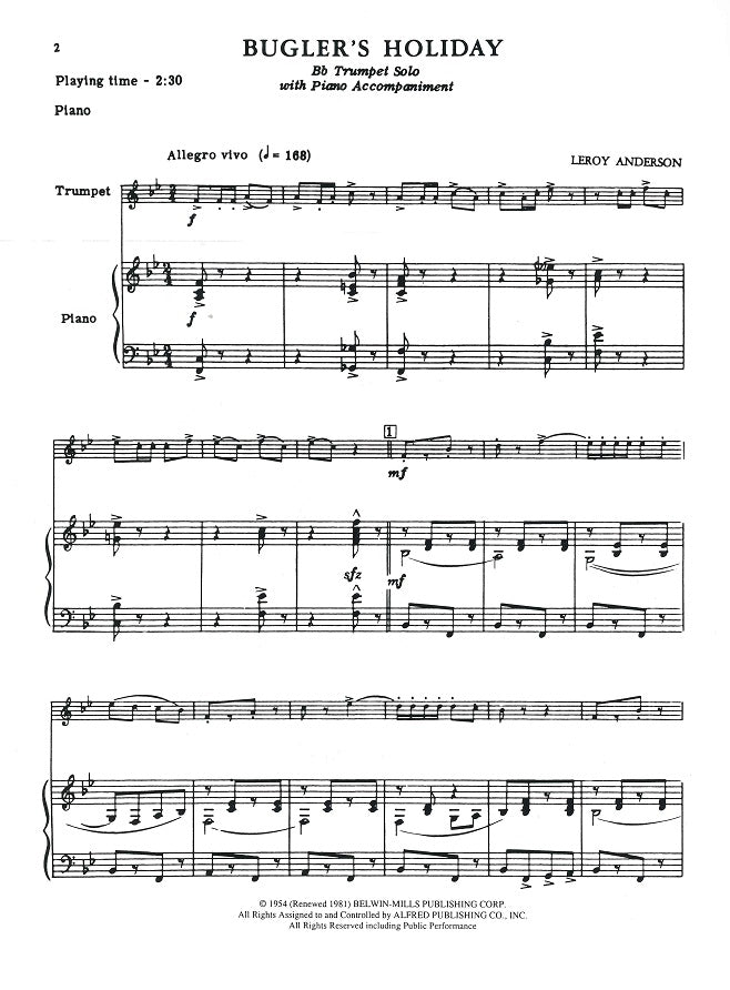 Anderson,L., Bugler's Holiday (CPP/Belwin)