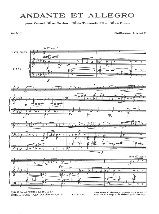 Balay, Andante et Allegro (Leduc)