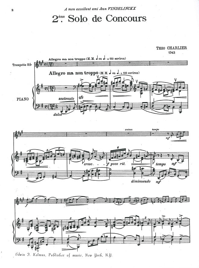 Charlier, Solo de concours No. 2 (1943) (Kalmus/Alfred)