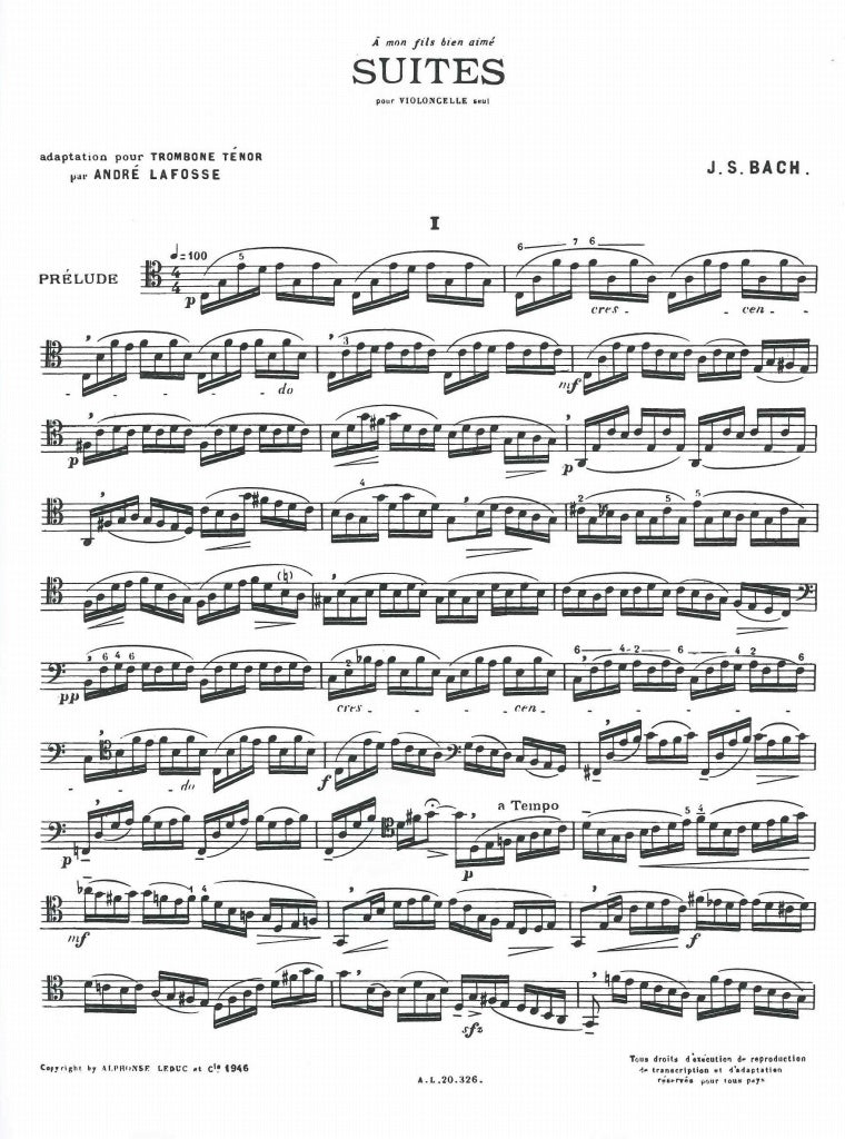 Bach, Suites (Tbn Solo) (Lafosse) (Leduc)