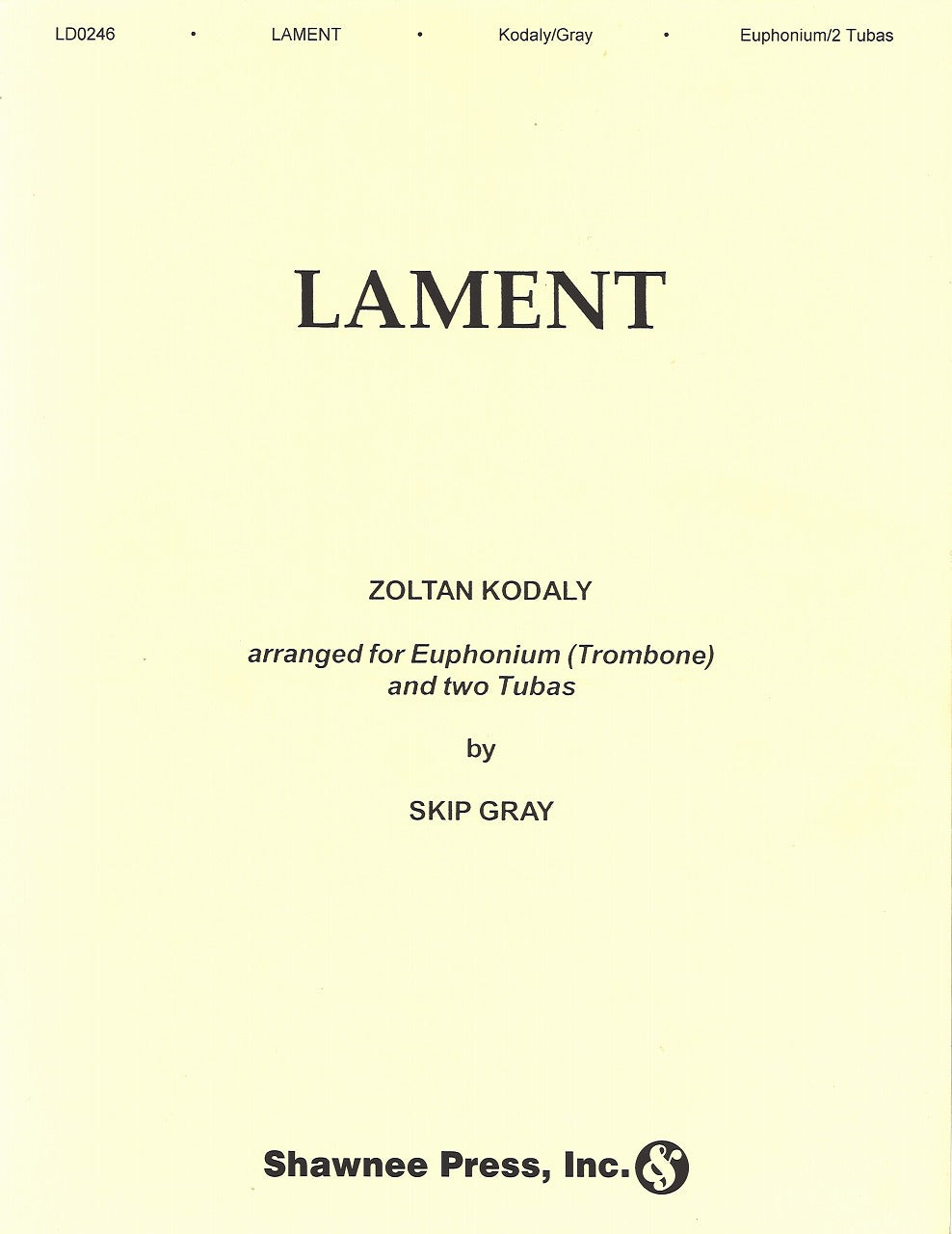 Kodaly, Lament (Euph/Tbn,2Tba) (Shawnee Press)