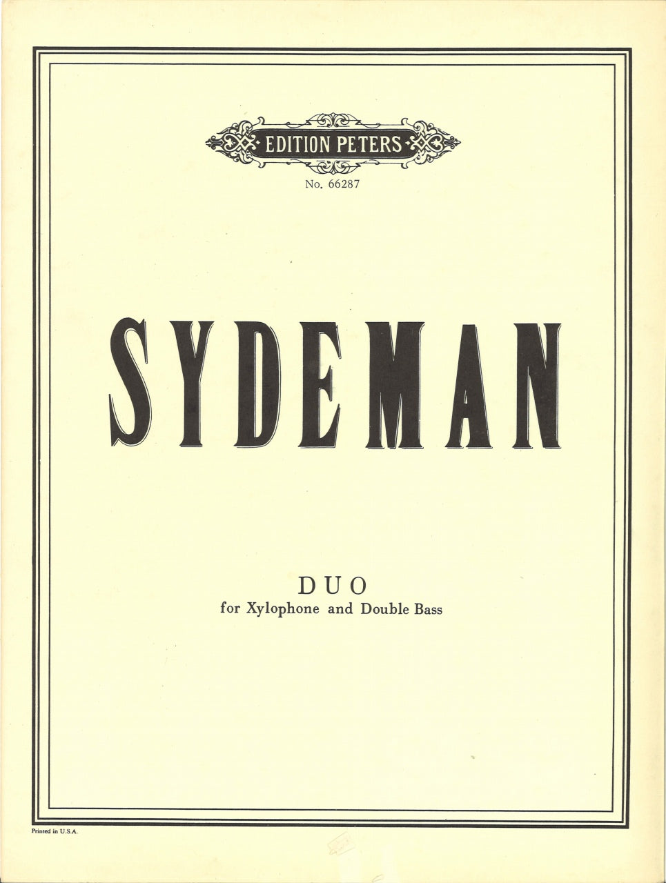 Sydeman, Duo for Xylophone & Double Bass (Peters)
