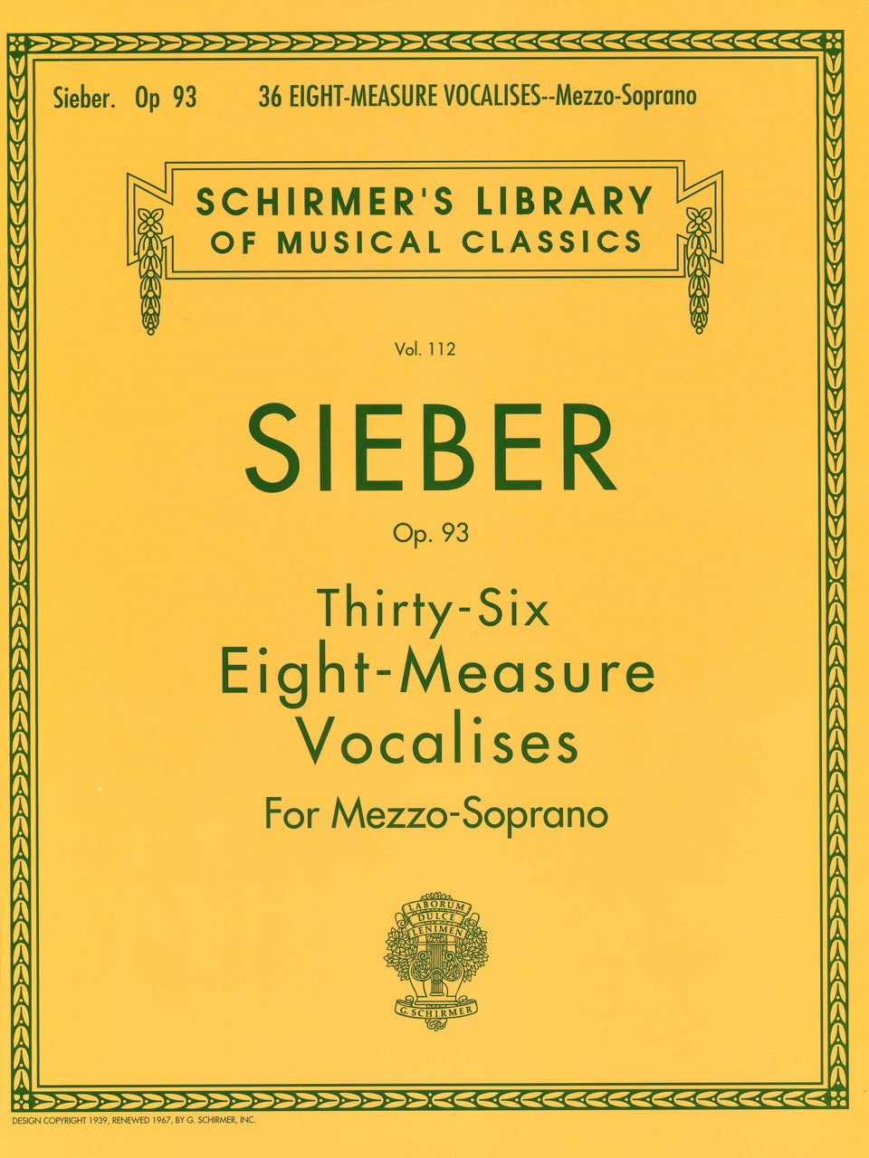 Sieber, 36 Eight-Measure Vocalises op.93 (G.Schirmer)