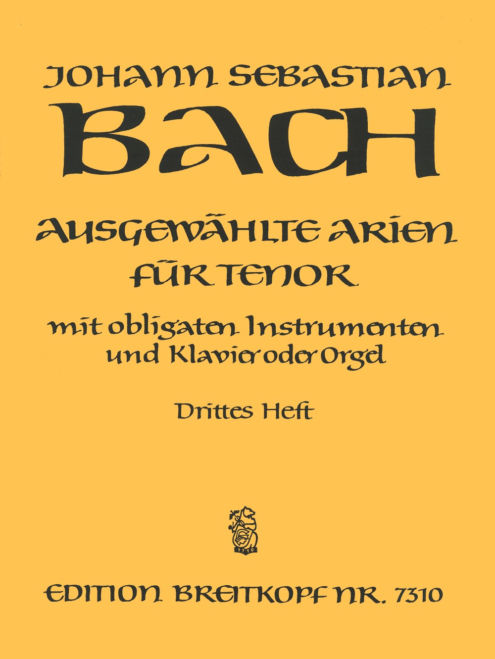 Bach, Ausgewahlte Arien fur Tenor 3 (Breitkopf)
