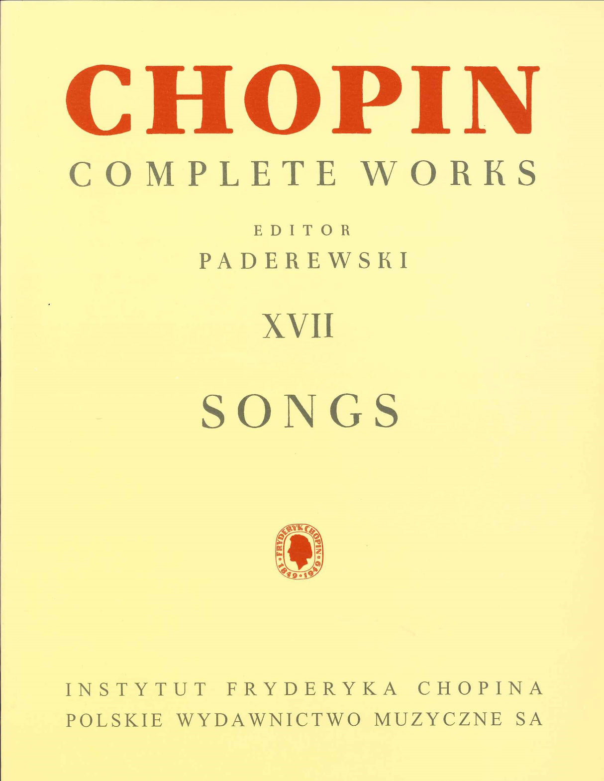 Chopin, Songs (Vol. XVII) (PWM)