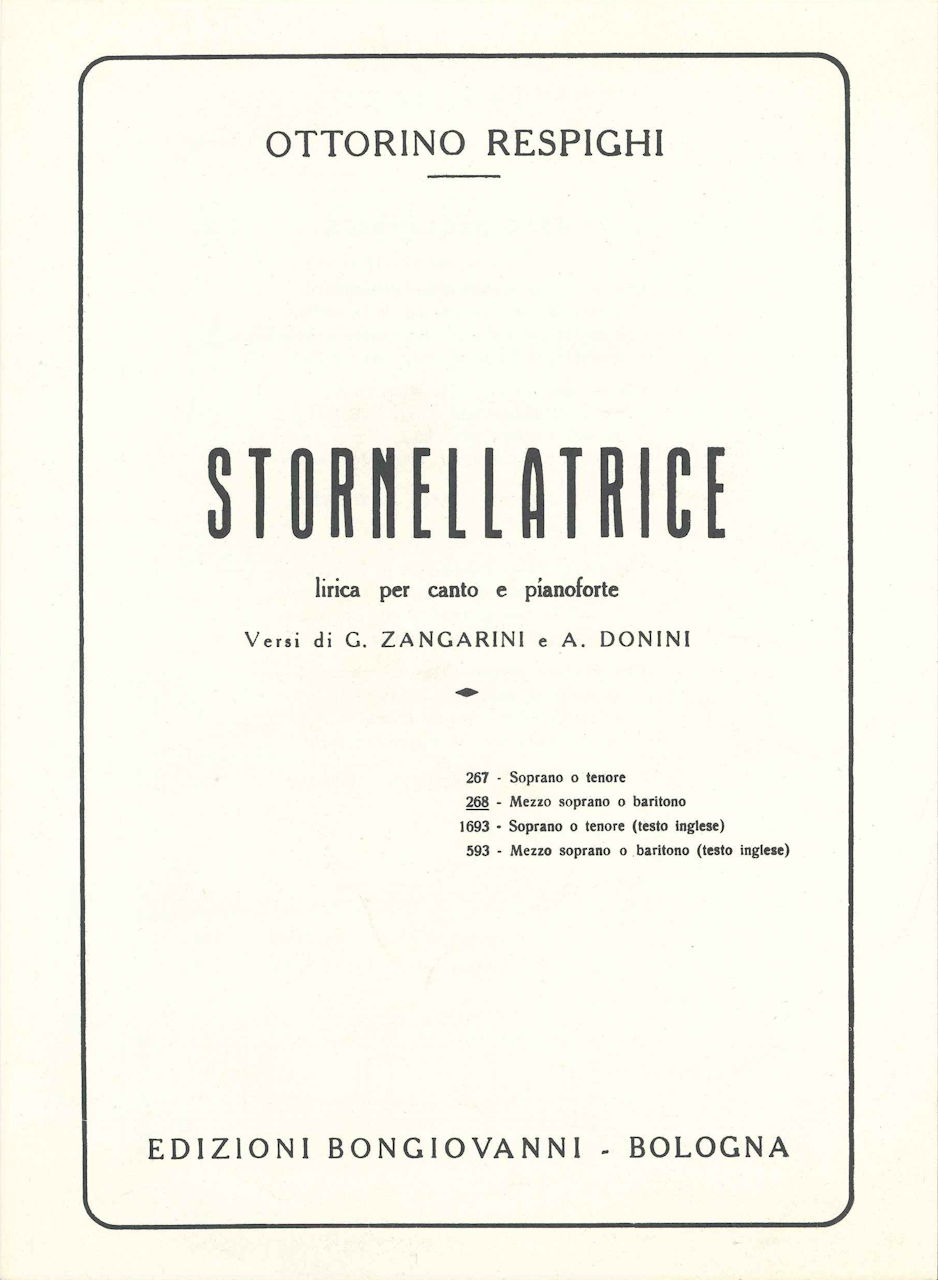 Respighi, Stornellatrice (Mez/Bar) (Bongiovanni)