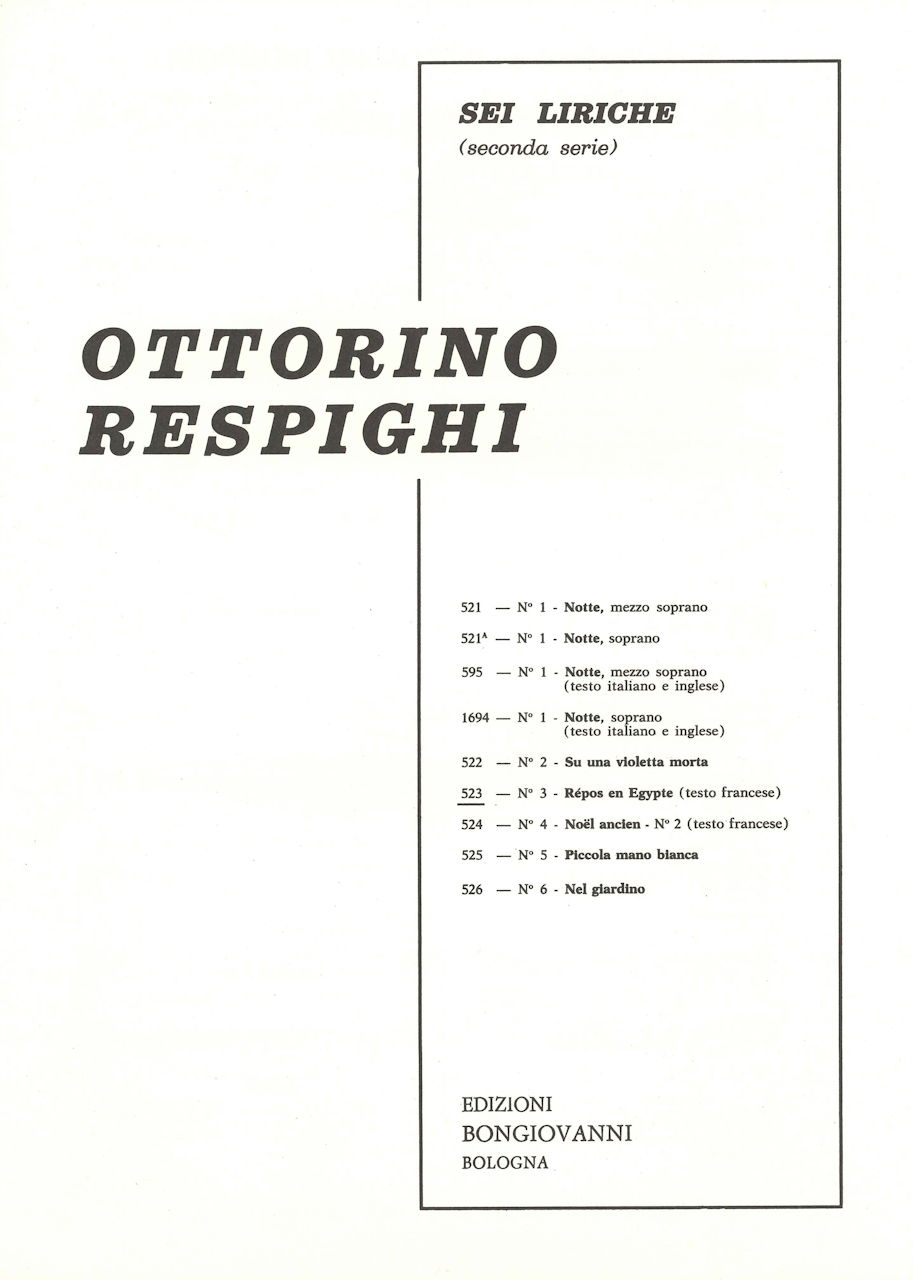 Respighi, 6 Liriche 2a serie, 3: Repos e (Bongiovanni)