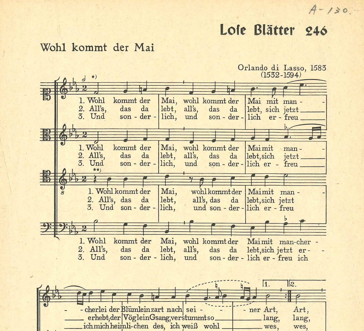 Lasso, Wohl kommt der Mai (Moseler)