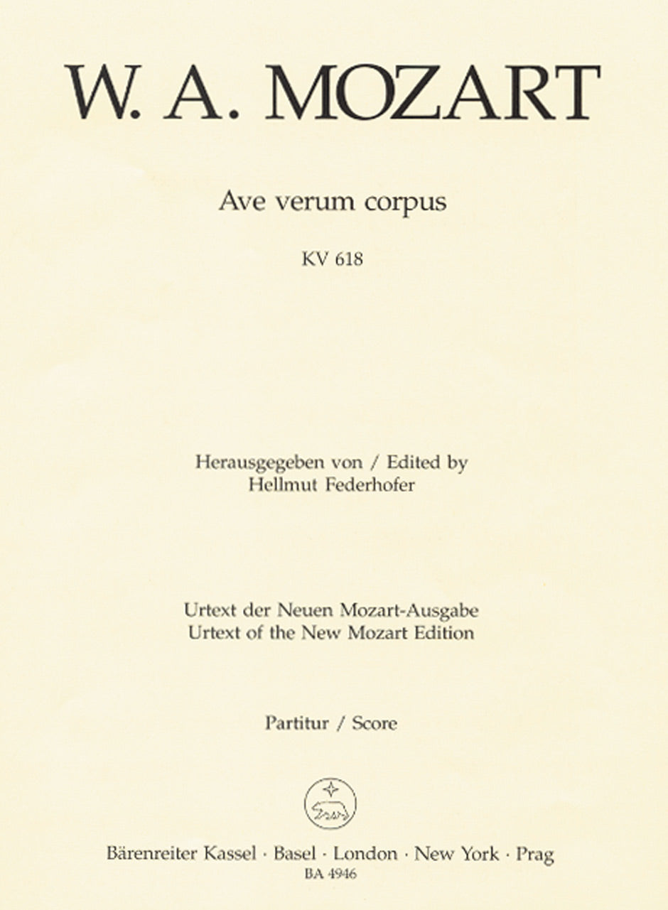 Mozart, Ave verum corpus (Full Score) (Barenreiter)