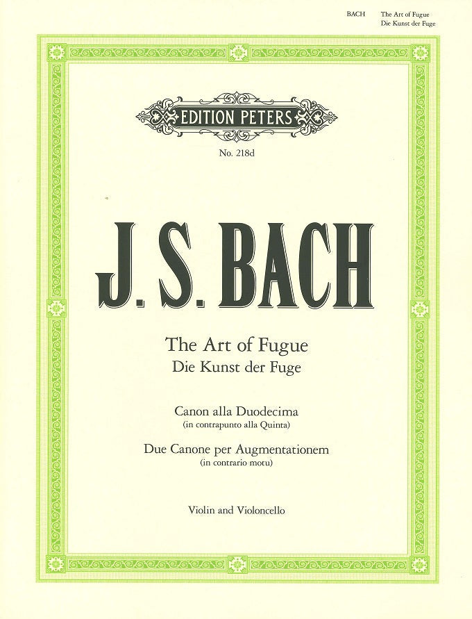 Bach, Kunst der Fuge, 2 Kanons (Vn,Vc) (Peters)