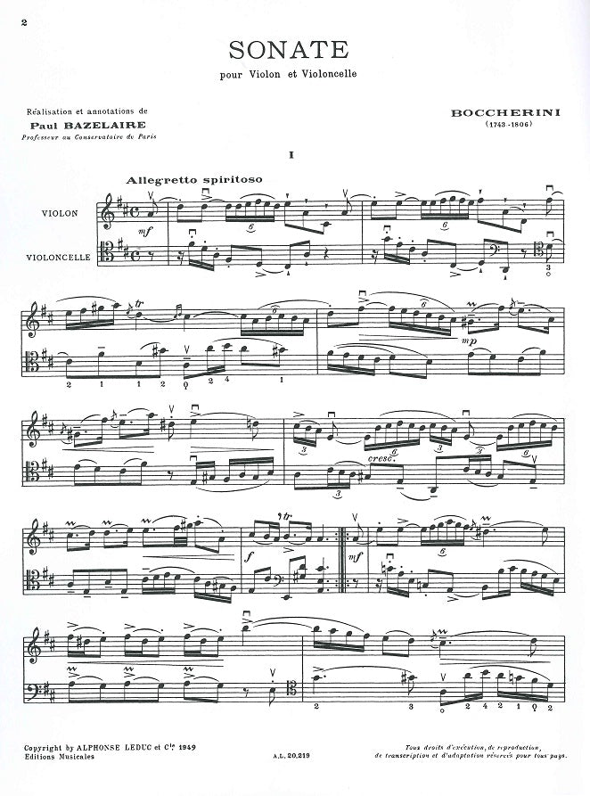 Boccherini, Sonate (Bazelaire) (Leduc)