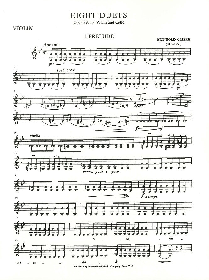 Gliere, 8 Duets op. 39 (IMC)