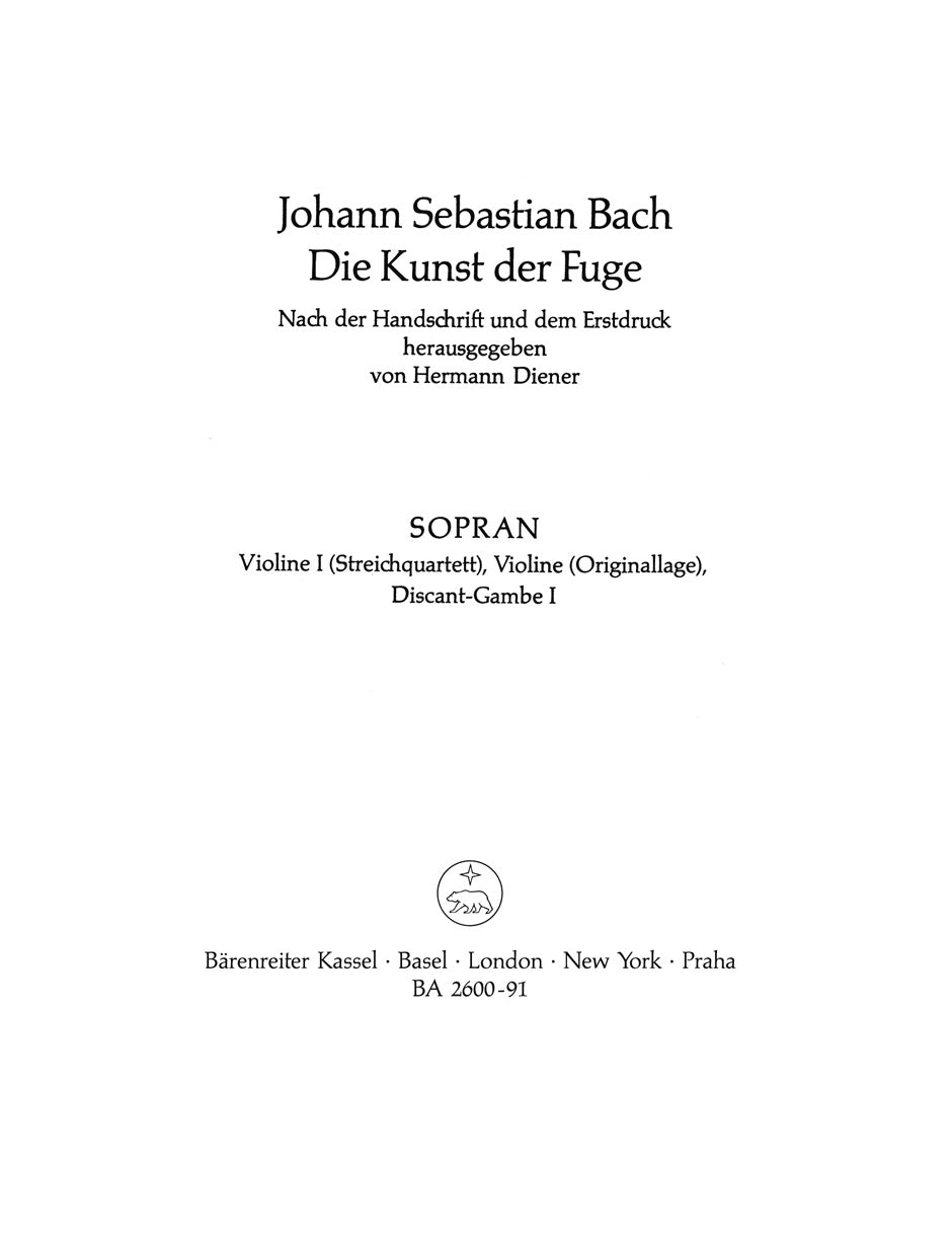 Bach, Kunst der Fuge: Violin I (Barenreiter)