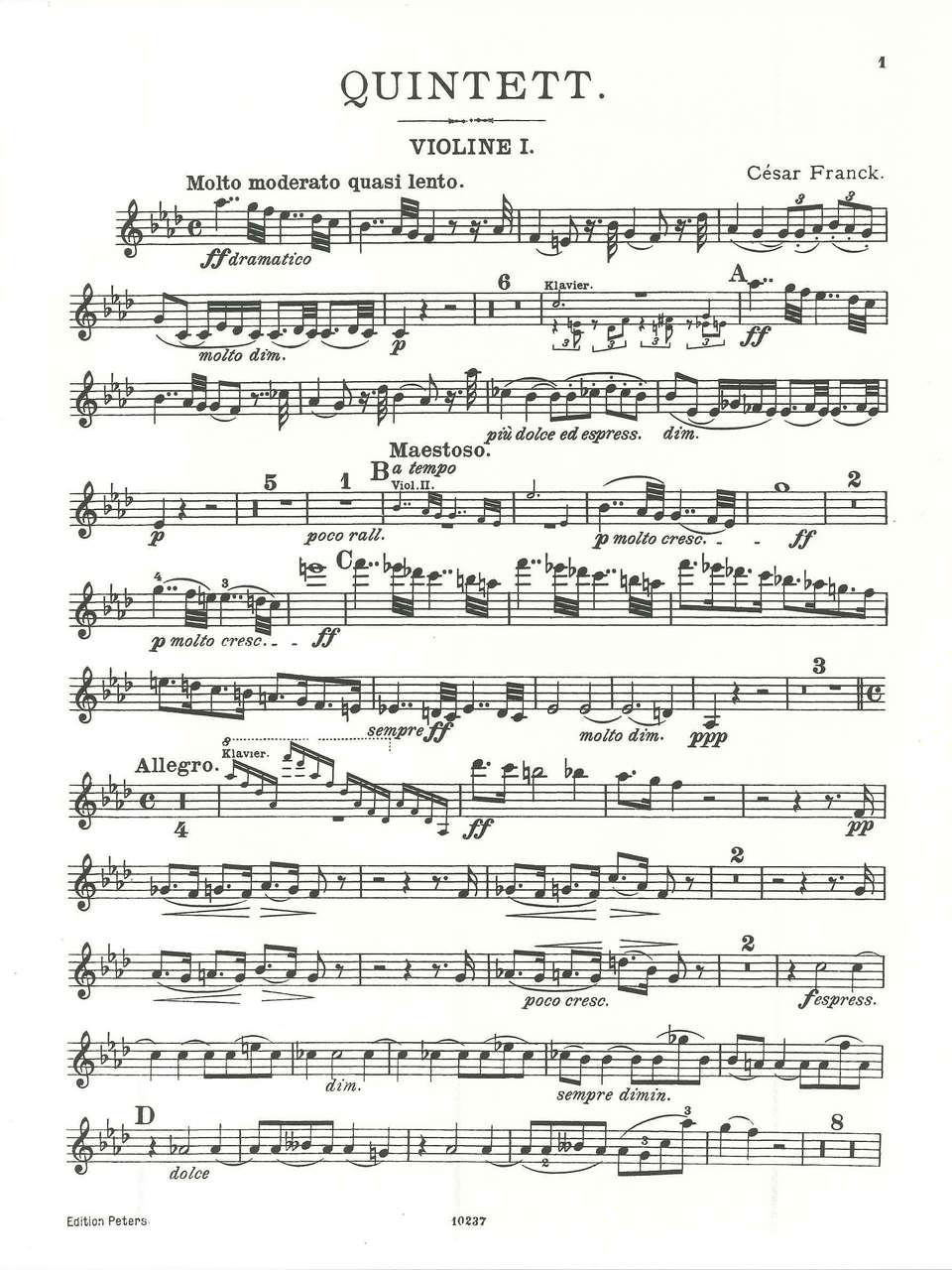 Franck, Piano Quintet in f (Peters)