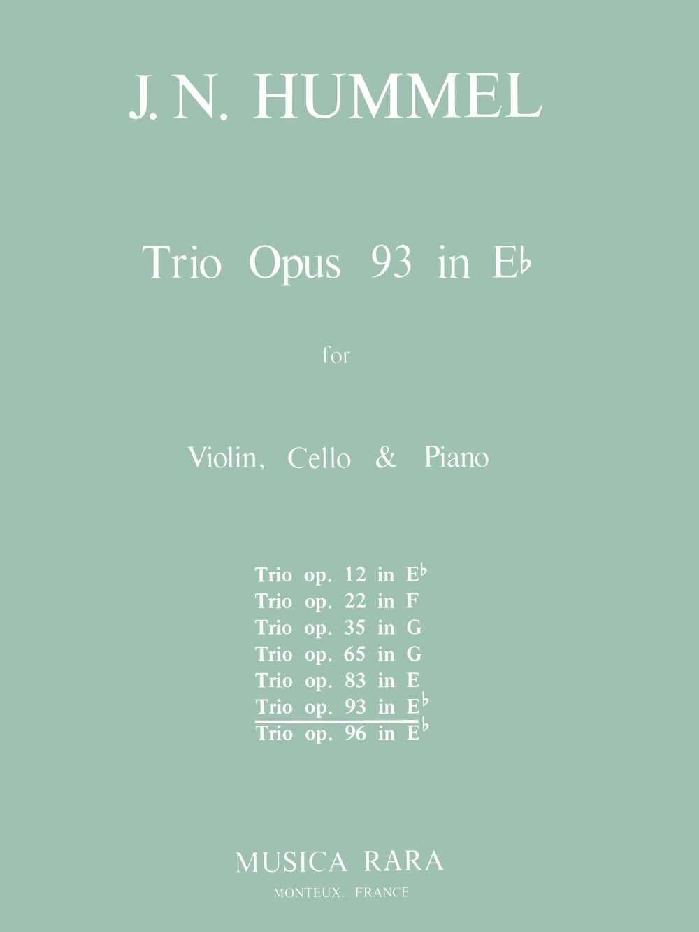 Hummel, Trio op. 93 in Eb (Musica Rara)