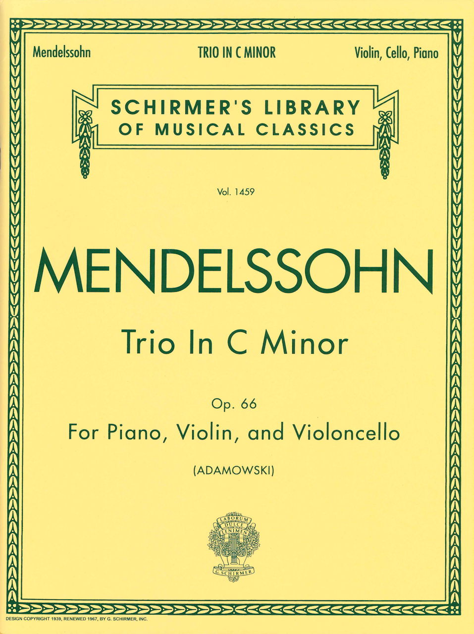 Mendelssohn, Piano Trio No. 2 op. 66 (G.Schirmer)