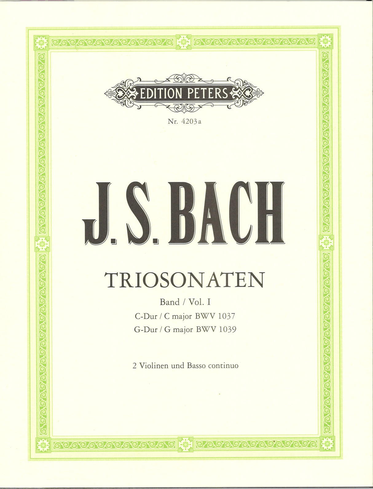 Bach, Triosonaten I: BWV 1037, 1029 (Peters)