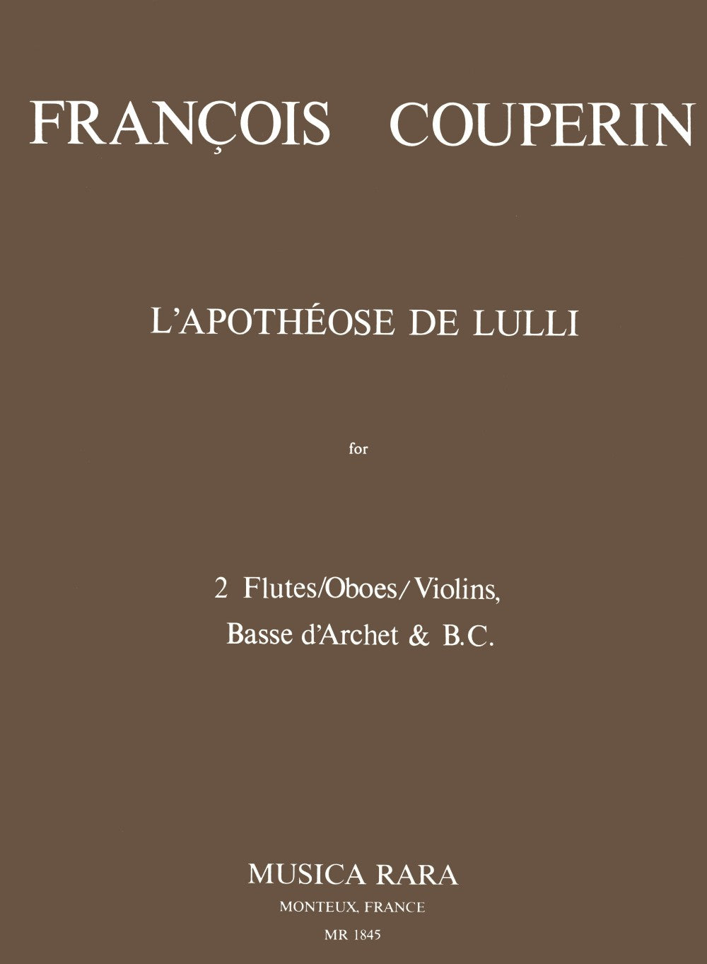 Couperin, L'Apotheose de Lully (Musica Rara)