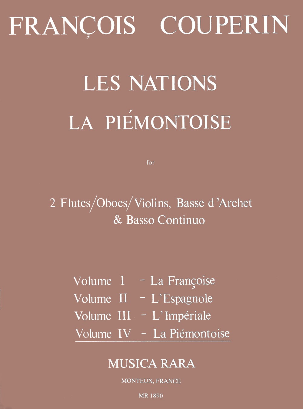 Couperin, Nations 4: La Piemontoise (Musica Rara)