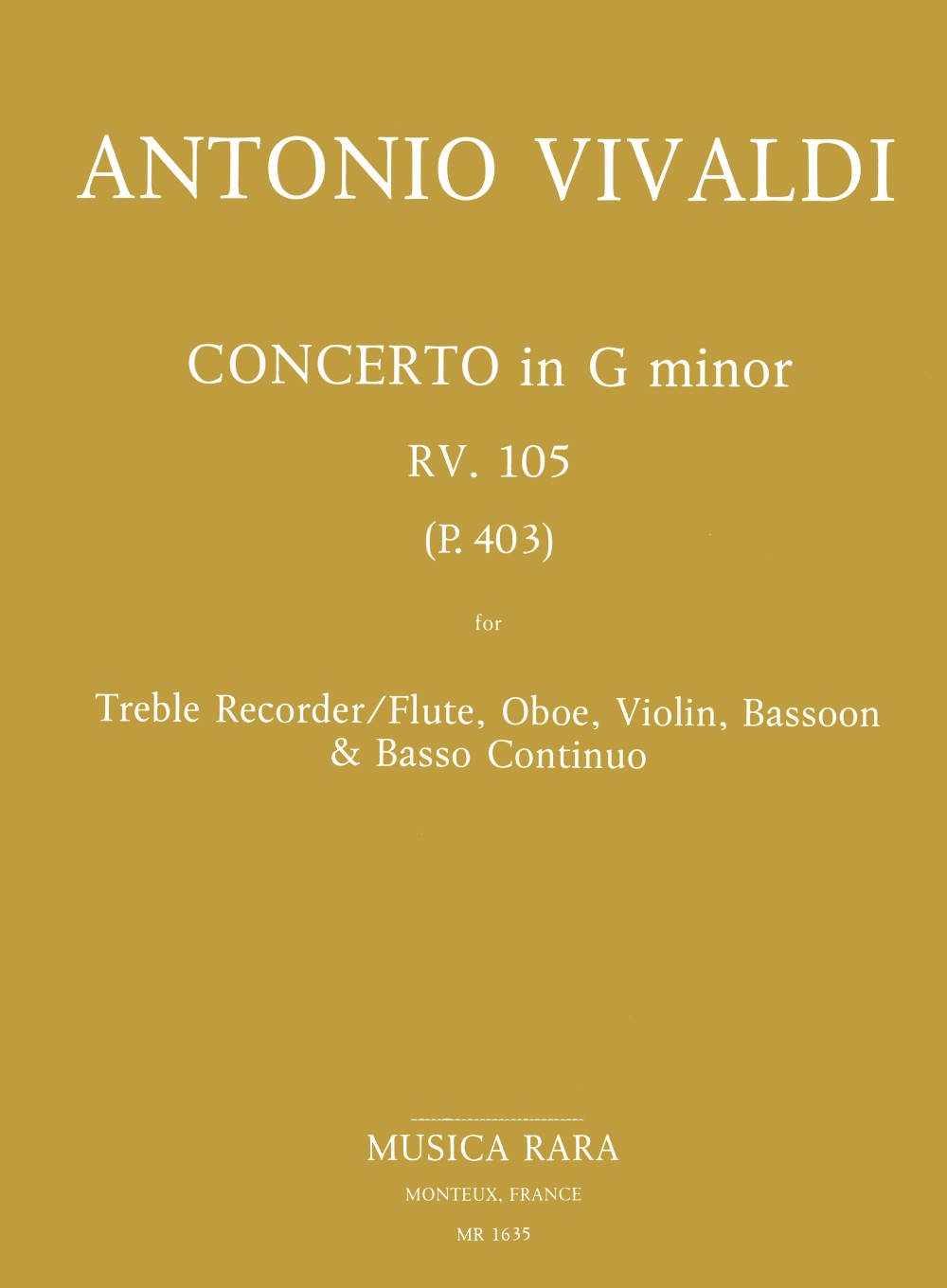 Vivaldi, Concerto in g, F 12/20, RV 105 (Musica Rara)