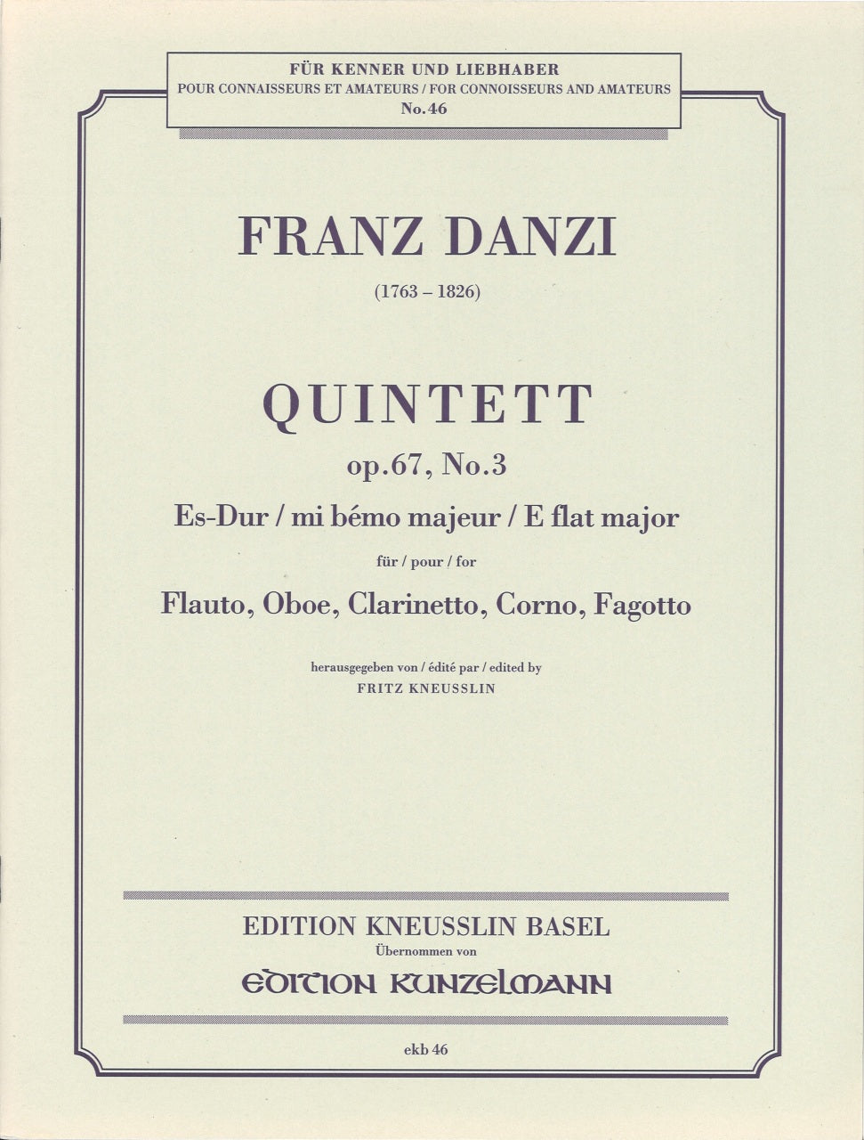 Danzi, Quintett op.67/3 in Es (Kneusslin)