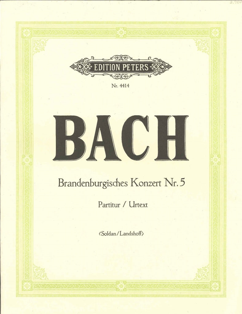 Bach, Brandenburg Concerto 5 Full Score (Peters)