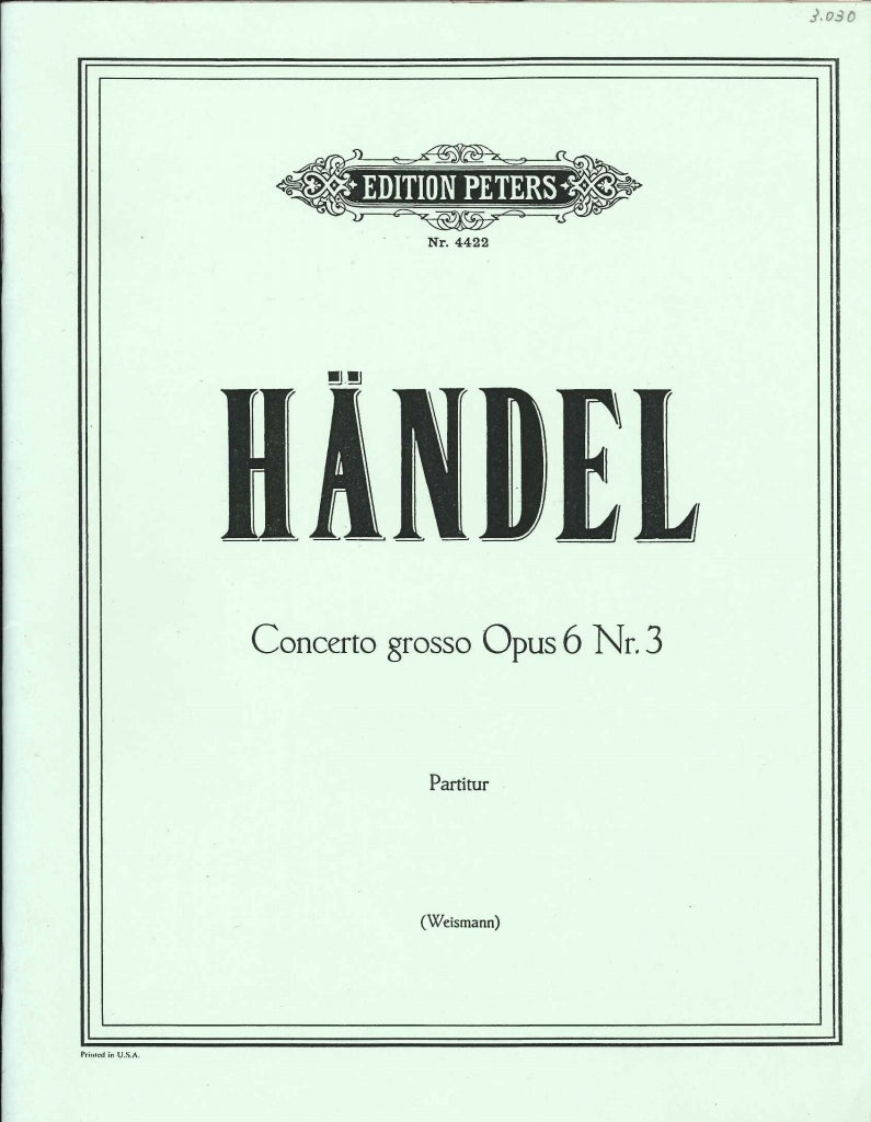 Handel, Concerto op. 6/3 in e Full Score (Peters)