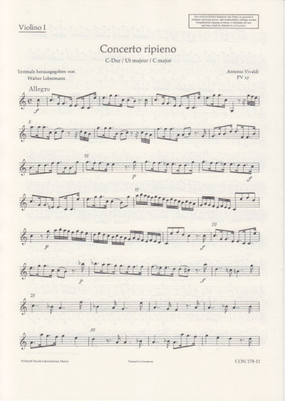 Vivaldi, Concerto in C, F 11/44, RV 114 (Schott)