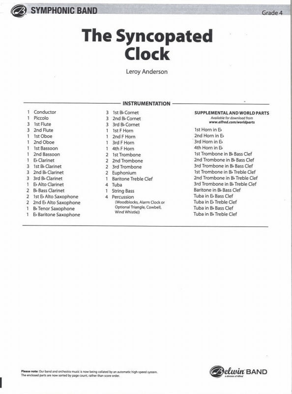 Anderson, Syncopated Clock (CPP/Belwin)