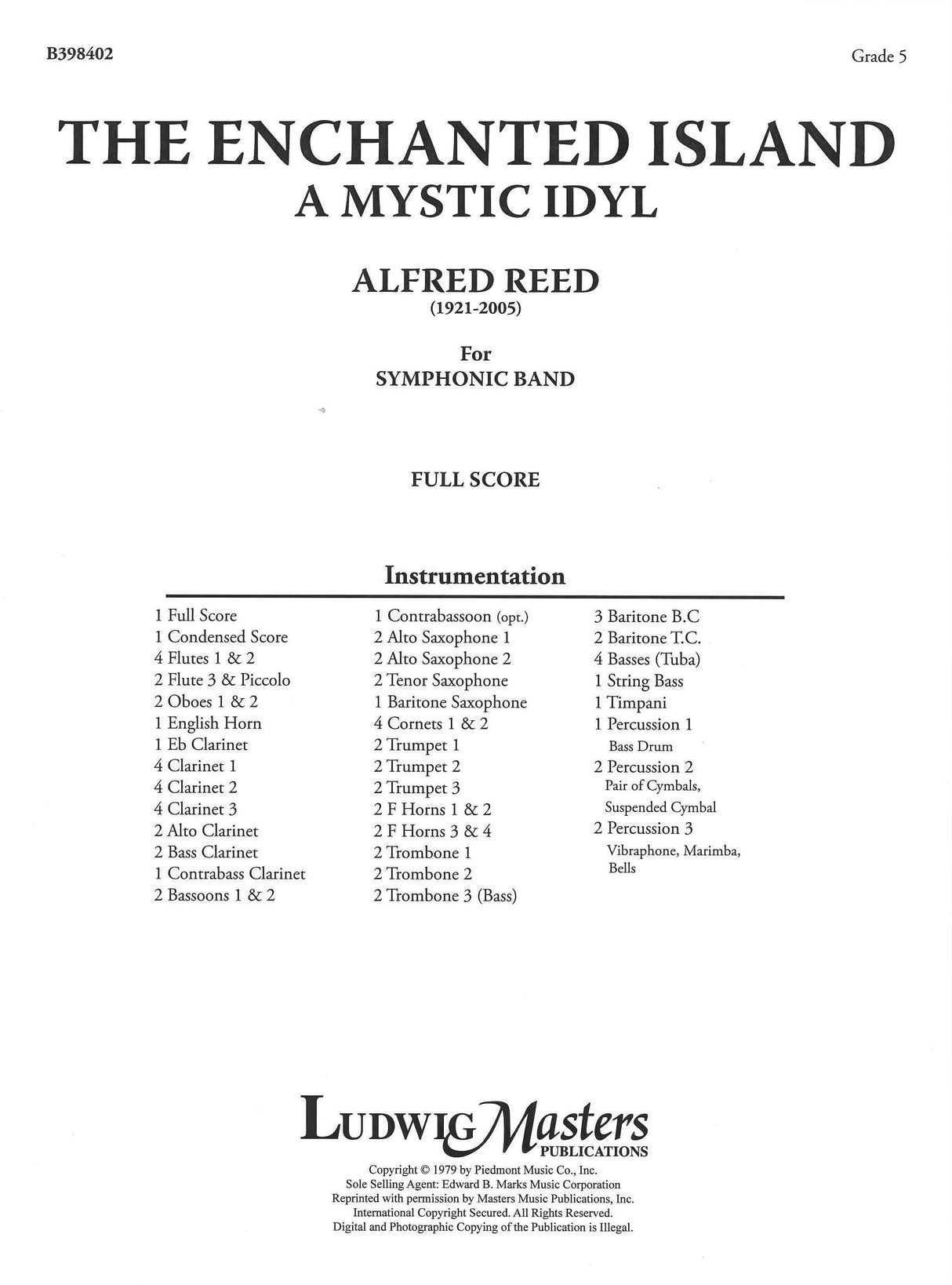 Reed, Enchanted Island: A Mystic Idyl (Masters Music)