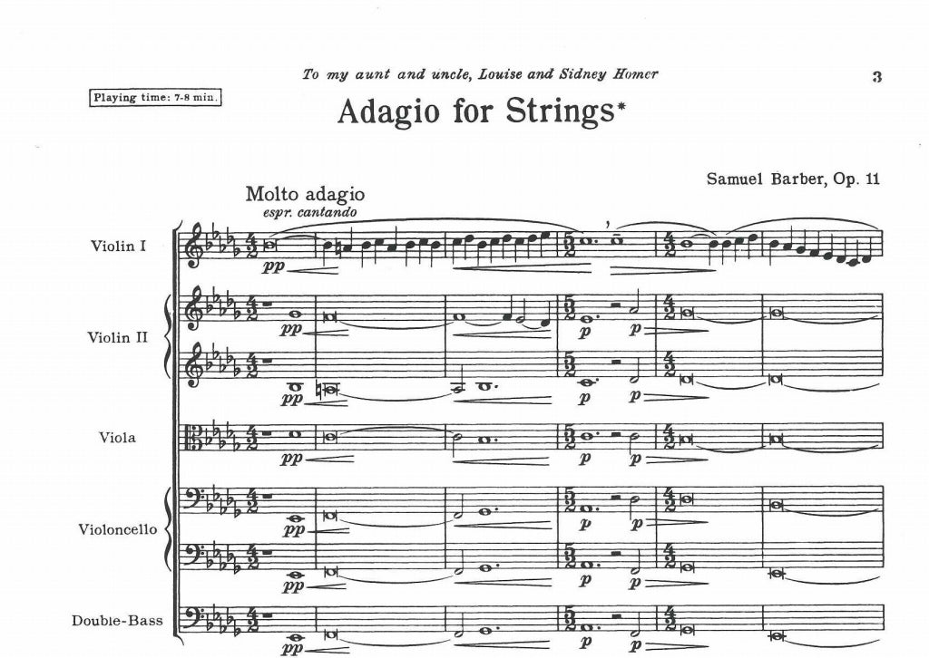 Barber, Adagio for Strings op. 11 (Score (G.Schirmer)