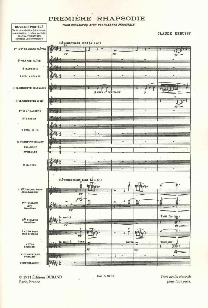 Debussy, 1er Rhapsodie pour clarinette (Durand)
