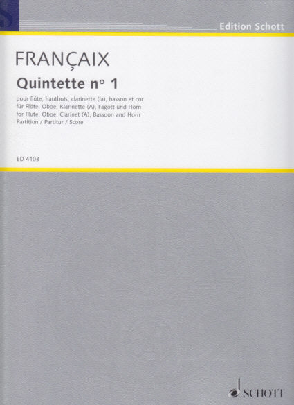 Francaix, Quintette No. 1 Score (Schott)