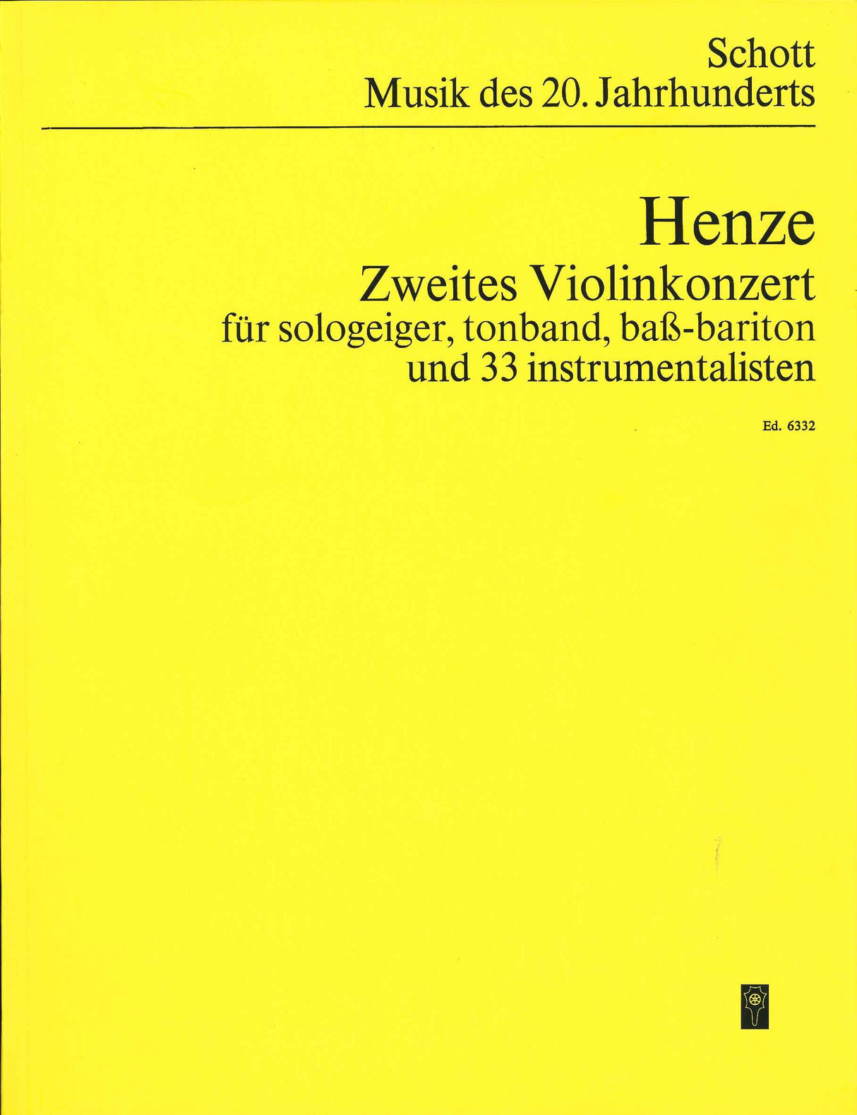 Henze, Concerto for Violin No. 2 (1971) (Schott)