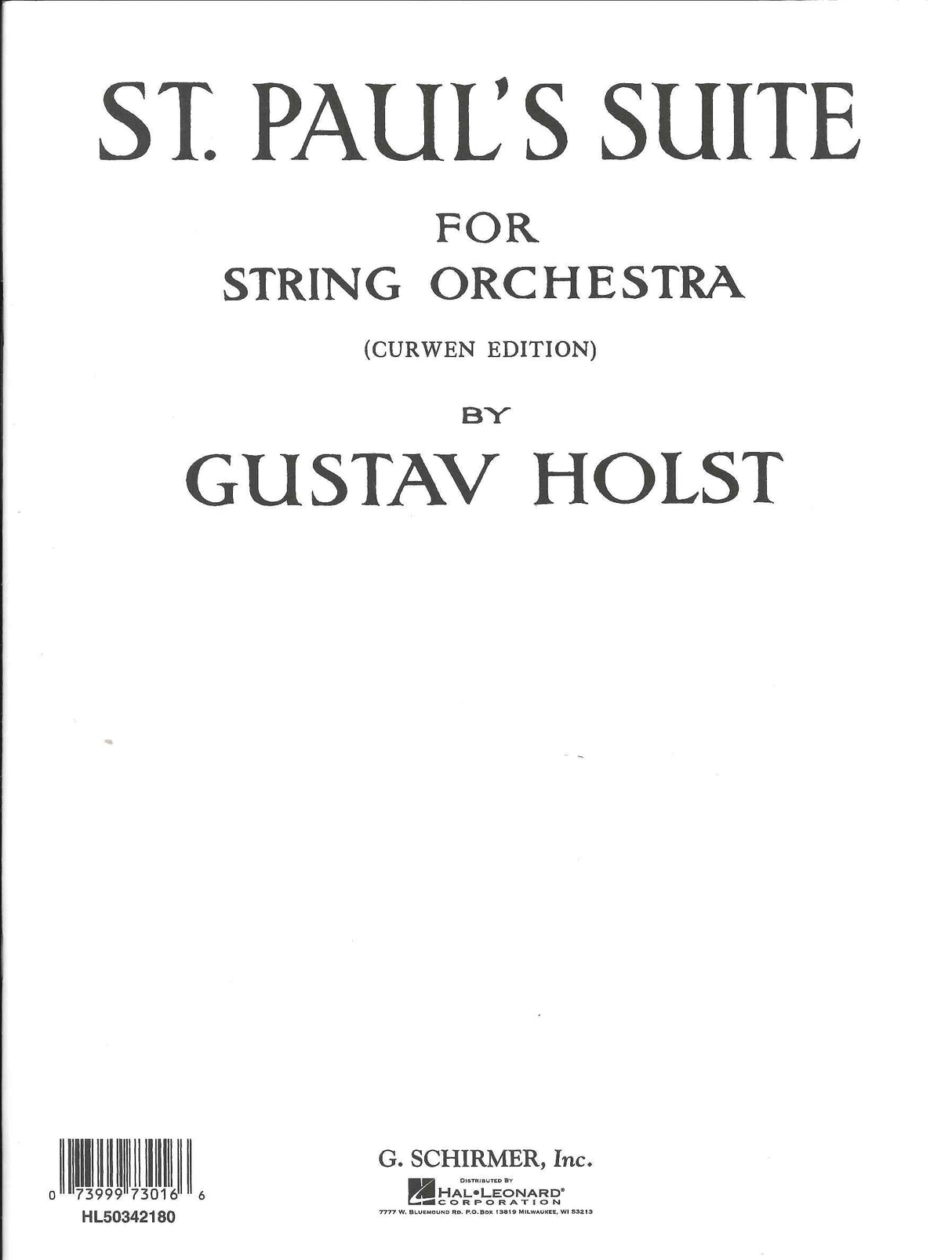 Holst, St. Paul's Suite (Full Score) (G.Schirmer)